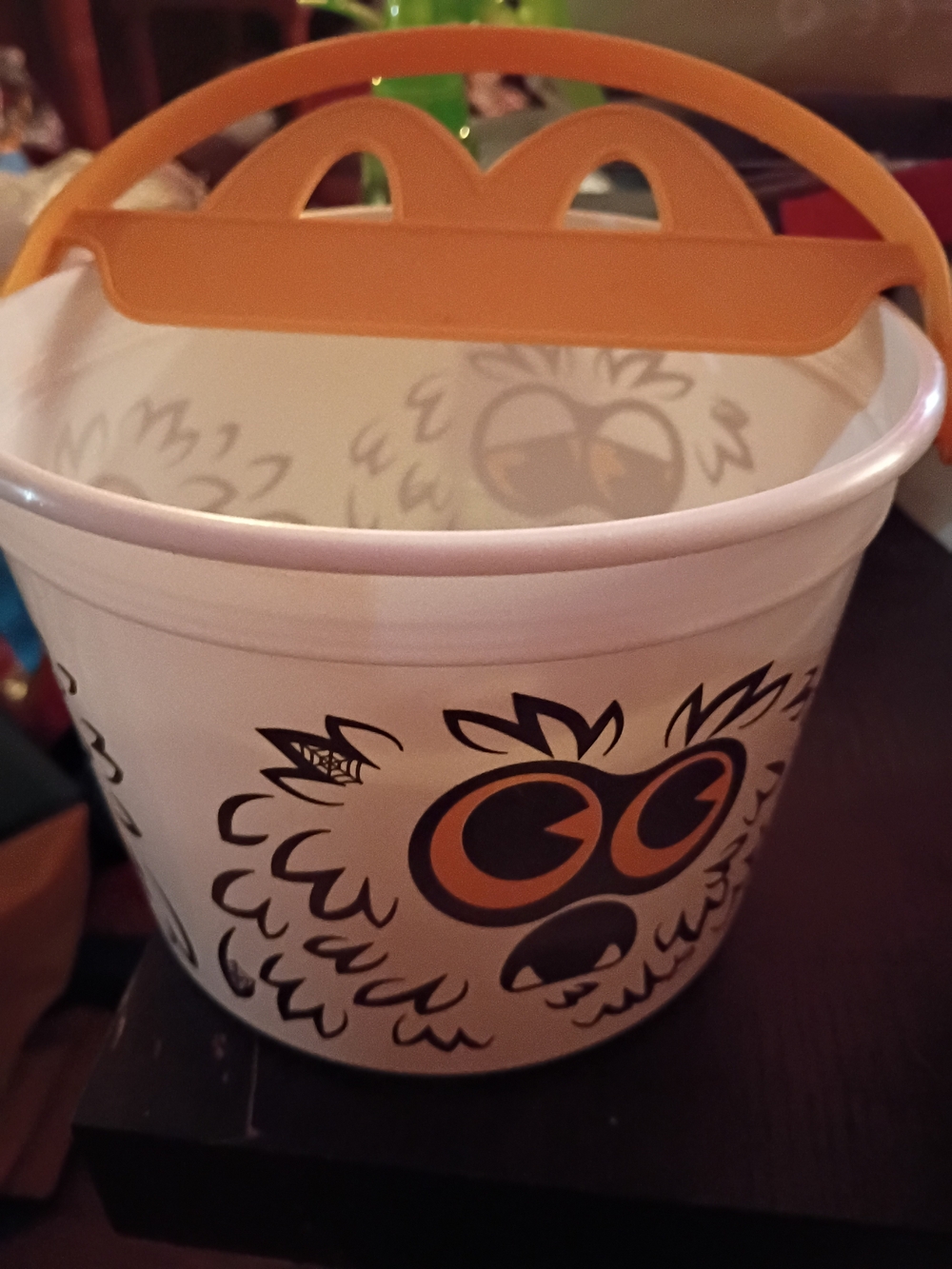 McDonald's Halloween Owl Treat Bucket - White and Orange -